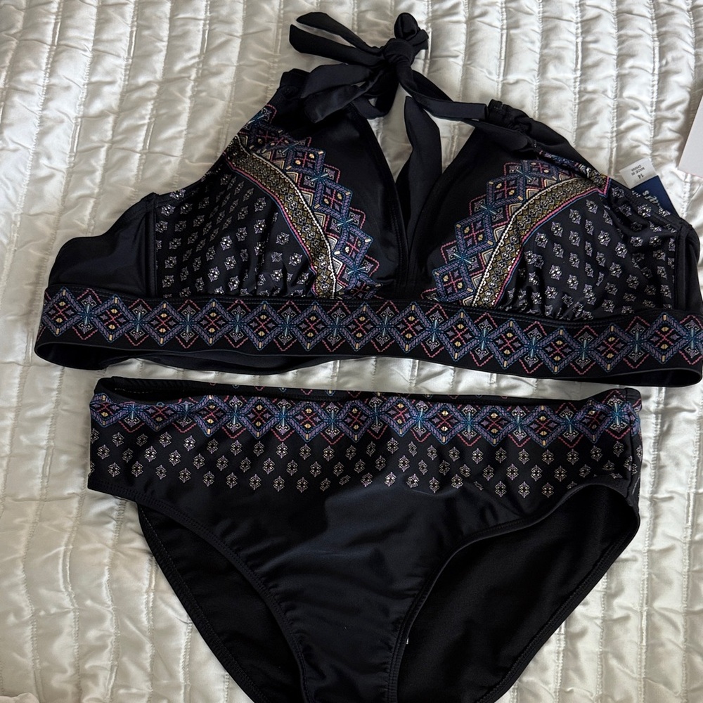 Swimsuits For All Black Bikini Set size 14
